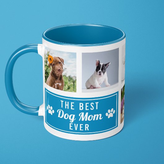 De Beste Hond Moeder Ooit Blauwe Huisdiercollage F Mok
