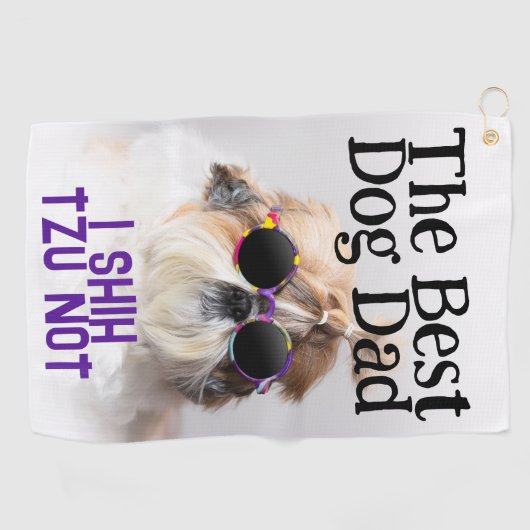 De beste hond pap Shih Tzu niet Vaders Dag Golfhanddoek (Horizontaal)