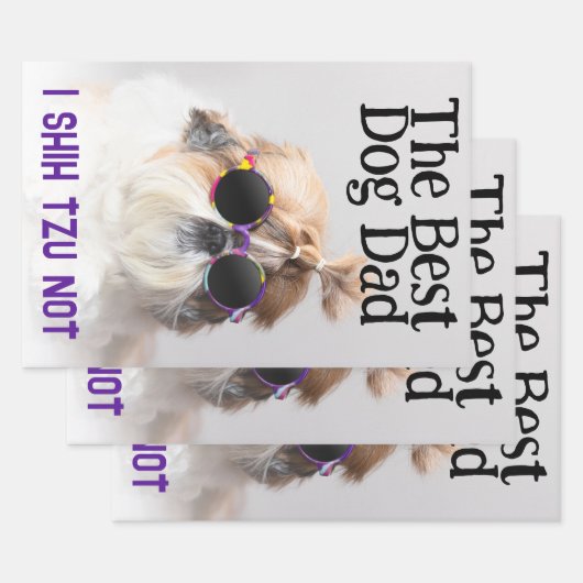 De beste hond pap Shih Tzu niet Vaders Dag Inpakpapier Vel (Set)