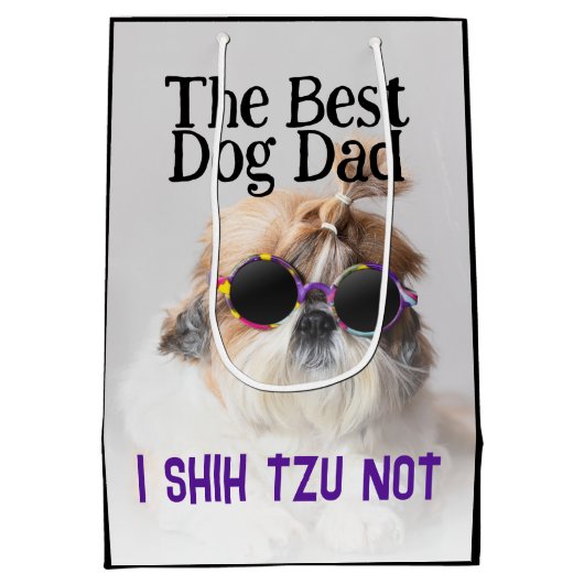 De beste hond pap Shih Tzu niet Vaders Dag Medium Cadeauzakje (Achterkant)