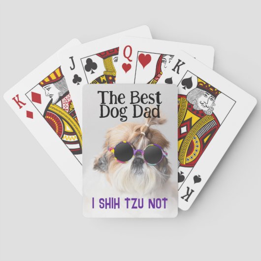 De beste hond pap Shih Tzu niet Vaders Dag Pokerkaarten (Achterkant)