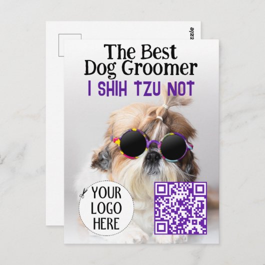 De Beste hond trimmer Shih Tzu Geen Logo QR code Briefkaart (Voorkant / Achterkant)