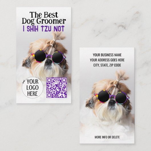 De beste hond trimmer Shih Tzu Niet Logo QR code Visitekaartje (Voorkant / Achterkant)