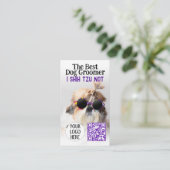 De beste hond trimmer Shih Tzu Niet Logo QR code Visitekaartje (Staand voorkant)