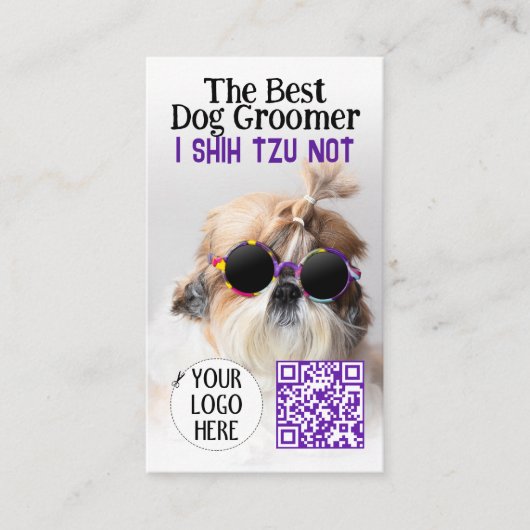 De beste hond trimmer Shih Tzu Niet Logo QR code Visitekaartje (Voorkant)