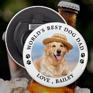 De beste hond van de wereld Persoonlijke foto Button Flesopener