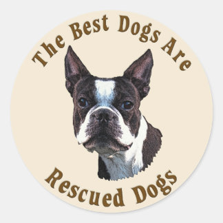 De beste honden worden gered - Boston Terrier Ronde Sticker