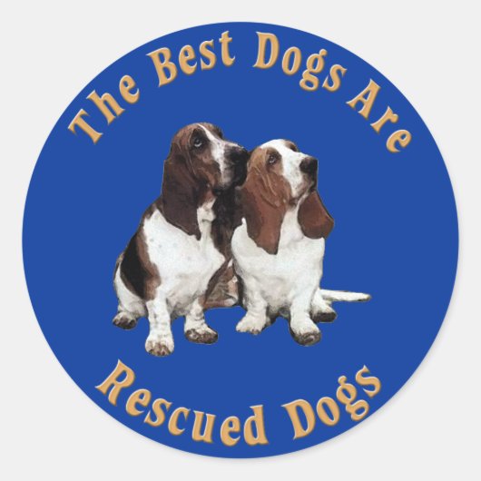 De beste honden zijn gered (Basset Hound) Ronde Sticker (Voorkant)