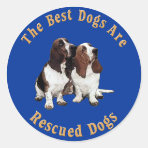 De beste honden zijn gered (Basset Hound) Ronde Sticker