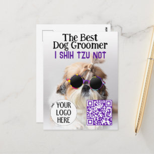 De beste hondentrimmer Shih Tzu Niet Logo QR-code Briefkaart