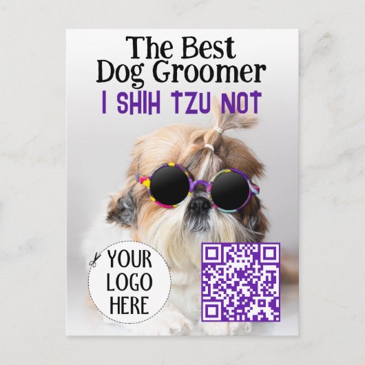 De beste hondentrimmer Shih Tzu Niet Logo QR-code Briefkaart (Voorkant)