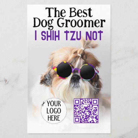 De beste hondentrimmer Shih Tzu Niet Logo QR-code Flyer (Voorkant)