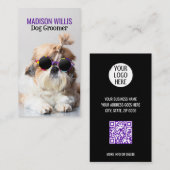 De beste hondentrimmer Shih Tzu Niet Logo QR-code Visitekaartje (Voorkant / Achterkant)