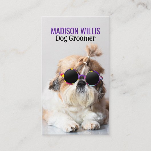 De beste hondentrimmer Shih Tzu Niet Logo QR-code Visitekaartje (Voorkant)