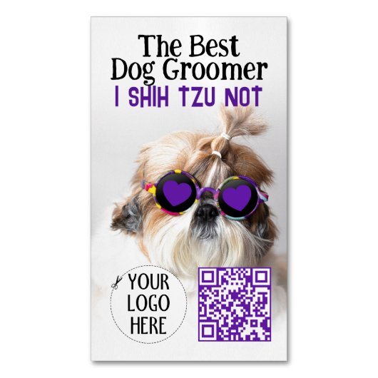 De Beste hondenverzorger Shih Tzu Geen Logo QR cod Magnetisch Visitekaartje (Voorkant Verticaal)