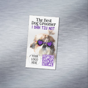 De Beste hondenverzorger Shih Tzu Geen Logo QR cod Magnetisch Visitekaartje