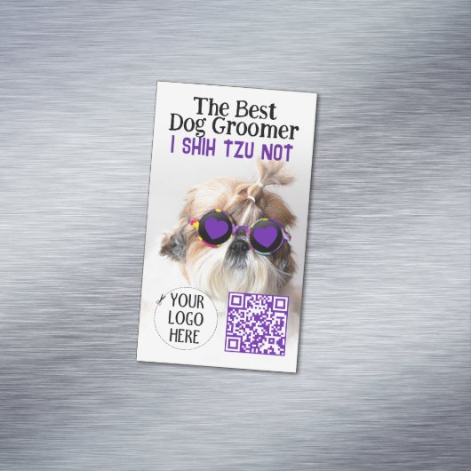 De Beste hondenverzorger Shih Tzu Geen Logo QR cod Magnetisch Visitekaartje (Voorbeeld)