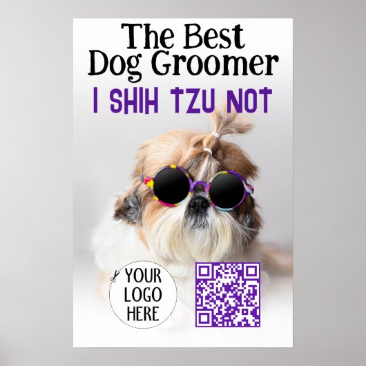De Beste hondenverzorger Shih Tzu Geen Logo QR cod Poster (Voorkant)