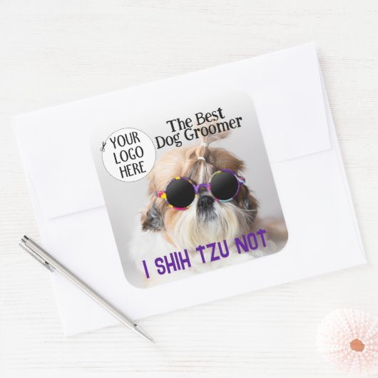 De beste hondenverzorger Shih Tzu Niet Aangepast L Vierkante Sticker (Envelop)