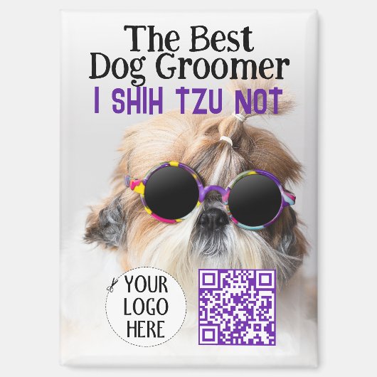 De beste hondenverzorger Shih Tzu Niet Logo QR-cod Magneet (Voorkant)