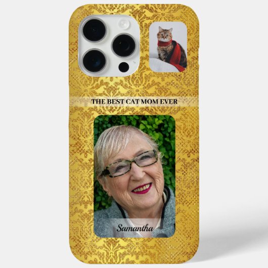 De beste huisdier moeder ooit fotonaam Gold Floral Case-Mate iPhone Case (Achterkant)