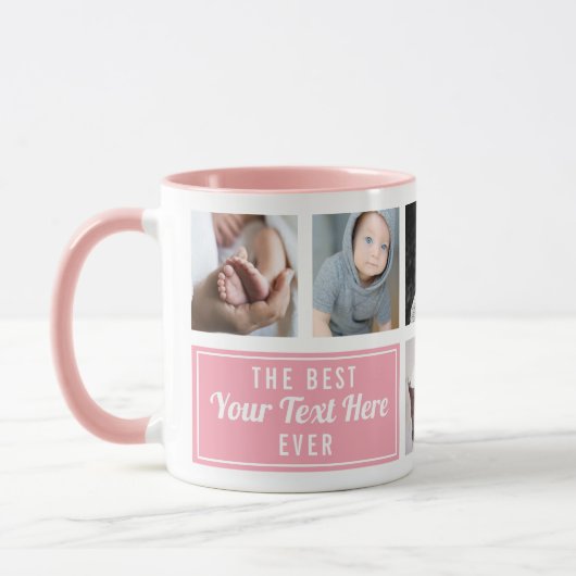 De beste Jouw tekst hier ooit roze aangepaste foto Mok (Links)