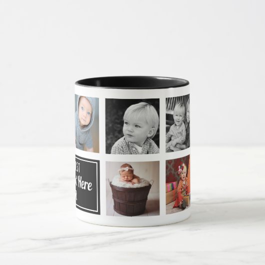 De beste Jouw tekst hier ooit, zwarte collage foto Mok (Midden)