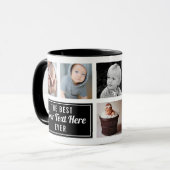 De beste Jouw tekst hier ooit, zwarte collage foto Mok (Voorkant links)