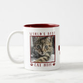 De beste kat-mam-foto ter wereld schildert maroon tweekleurige koffiemok (Links)