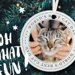 De beste kat-pap van de wereld is een simpele foto metalen ornament<br><div class="desc">Dit eenvoudige en klassieke ontwerp is samengesteld uit serif typografie en voegt een douanefoto toe.</div>