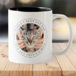 De beste kat-pap van de wereld is een simpele foto tweekleurige koffiemok<br><div class="desc">Dit eenvoudige en klassieke ontwerp is samengesteld uit serif typografie en voegt een douanefoto toe.</div>