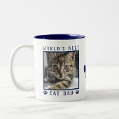 De beste kat-papa fotonaam schildert de marine tweekleurige koffiemok (Links)