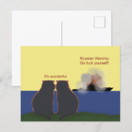 De beste katten kijken naar een Russisch oorlogssc Briefkaart