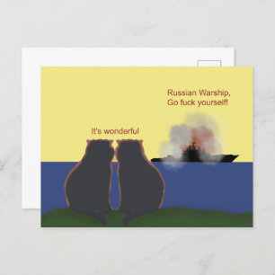 De beste katten kijken naar een Russisch oorlogssc Briefkaart