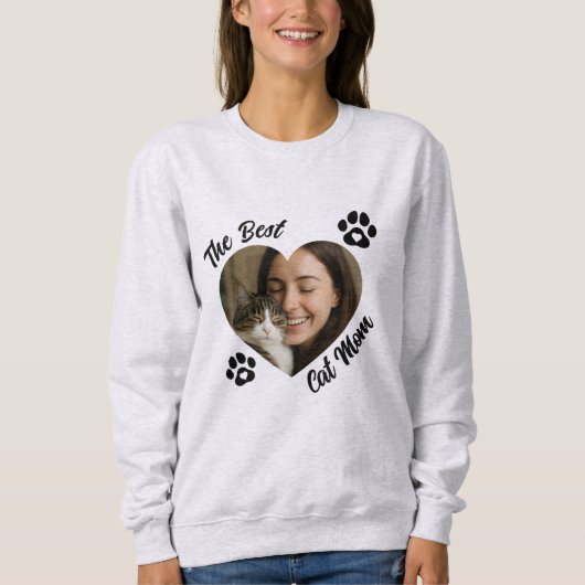 "De Beste Kattenmoeder" Gepersonaliseerde Foto Har Trui (Voorkant)