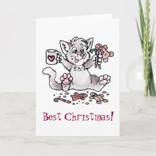 De beste kerst! Kat Feestdagen Kaart