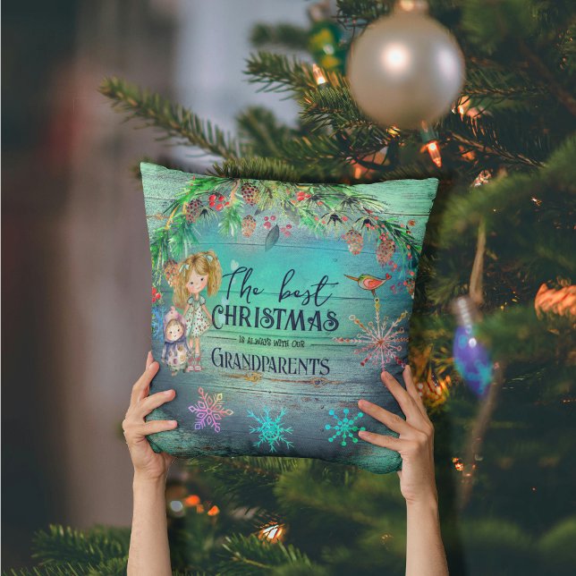 De beste kerst met grootouders kussen (Best Christmas with Grandparents Throw Pillow front)