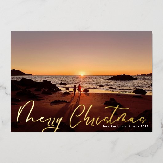 De beste kerstgoudfoto van Merry Gold Folie Feestdagenkaart (Voorkant)