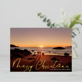 De beste kerstgoudfoto van Merry Gold Folie Feestdagenkaart (Staand Voorkant)