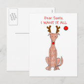 De Beste Kerstman van de windhond Feestdagenkaart (Voorkant / Achterkant)