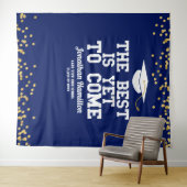 De beste komt nog Blauwe grad feest achtergrond Wandkleed (In Situ (horizontaal))