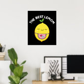 De beste Lemom Funny Lemon Pun Dark BG Poster (Thuiskantoor)