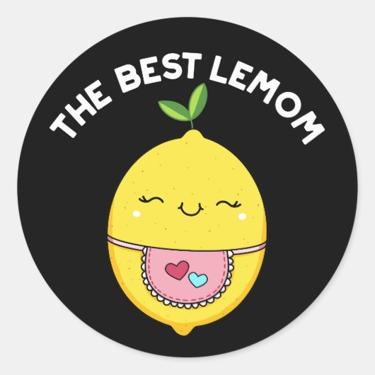 De beste Lemom Funny Lemon Pun Dark BG Ronde Sticker (Voorkant)
