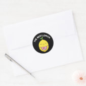 De beste Lemom Funny Lemon Pun Dark BG Ronde Sticker (Envelop)