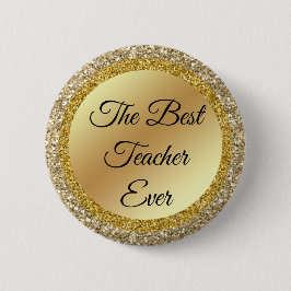 De beste leraar ooit, goud metallic glitters chic ronde button 5,7 cm