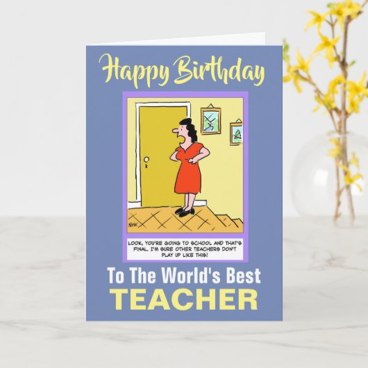 De beste leraar ter wereld - Happy Birthday Kaart (Gele Bloem)