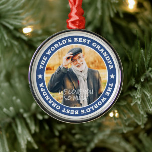 De beste maatfoto van opa Modern Star ter wereld Metalen Ornament
