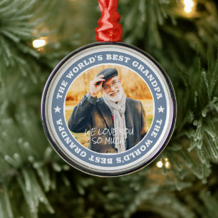 De beste maatfoto van opa Modern Star ter wereld Metalen Ornament