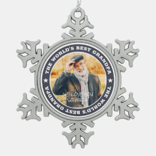 De beste maatfoto van opa Modern Star ter wereld Tin Sneeuwvlok Ornament