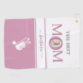 De beste mam foto stijlvolle roze lavendel letters golfhanddoek (Horizontaal)